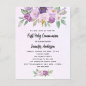 Grünkreuz der ersten Kommunion Veilchen Blume Einladungspostkarte (Vorderseite)