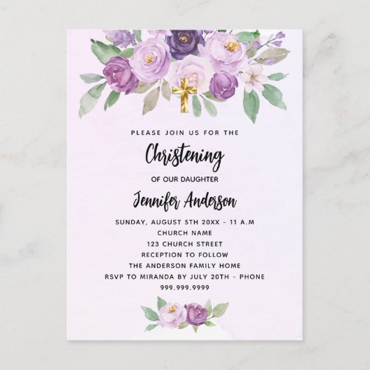 Grünkreuz der violetten Blume Einladungspostkarte (Vorderseite)