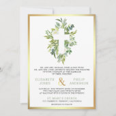 Grünkreuz in einer katholischen Hochzeit Einladung (Vorderseite)