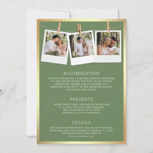 Grünkreuz in einer katholischen Hochzeit Einladung (Rückseite)