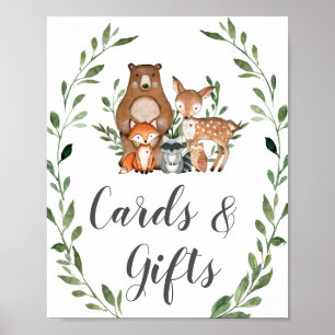 Grünland Waldtiere Tierkarten und Geschenkzeichen Poster