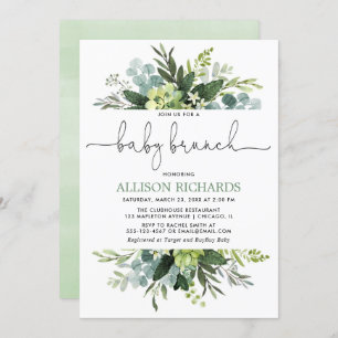 Grünlaub-Baby-Brunch des Geschlechtes neutraler Einladung