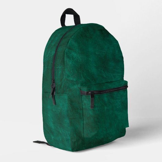 Grünleder Bedruckter Rucksack (Rückseitige Ecke links)