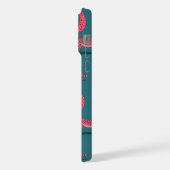 Grünlich-blauer Boho-Gepard und rosa Mond-Handyhül iPhone Hülle (Linke Seite)