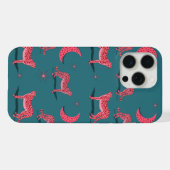 Grünlich-blauer Boho-Gepard und rosa Mond-Handyhül iPhone Hülle (Rückseite (Horizontal))
