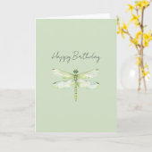 Grünlich Gelbe Libellen-Geburtstag Karte (Gelbe Blume)