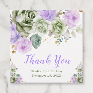 Grünlich-grüne und violette florale Geburtstagsfei Geschenkanhänger