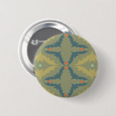 Grünliches Retro-Vintage-Muster Button (Vorne & Hinten)