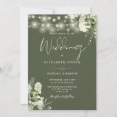 Grünlichter QR Code Foto Olive Green Wedding Einladung (Vorderseite)