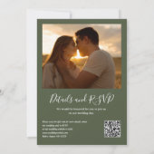 Grünlichter QR Code Foto Olive Green Wedding Einladung (Rückseite)