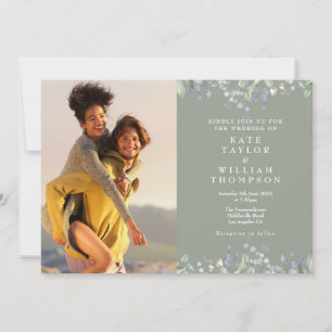 Grünlilie Flieder Floral Salbei Grün 2 Foto Hochze Einladung