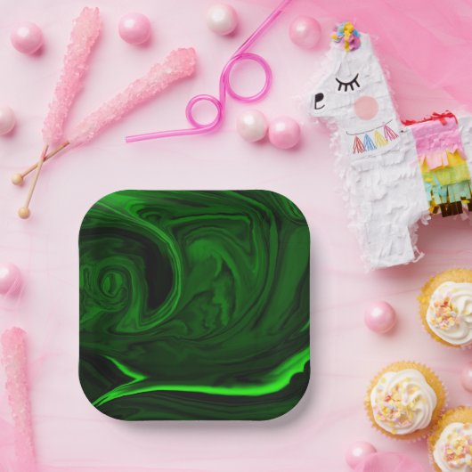 Grünmalachit Pappteller (Party)