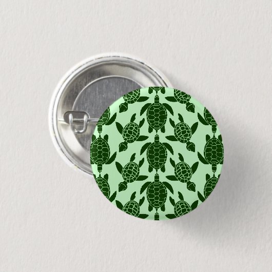 Grünmeerschildkröte Hübsches Tiermuster Button (Vorne & Hinten)