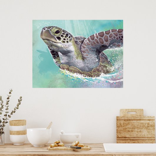 Grünmeerschildkröte Poster (Küche)