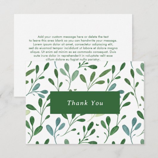 Grünmuster Moderne Dankeskarte (Vorne/Hinten)