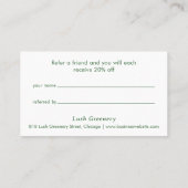 Grünmuster Moderne Empfehlungskarte (Rückseite)