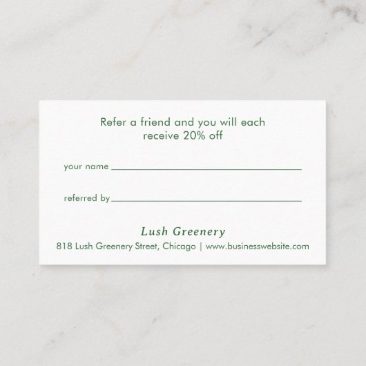 Grünmuster Moderne Empfehlungskarte (Rückseite)