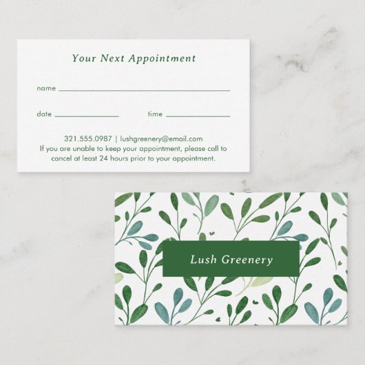 Grünmuster Moderne Terminkarte (Vorne/Hinten)
