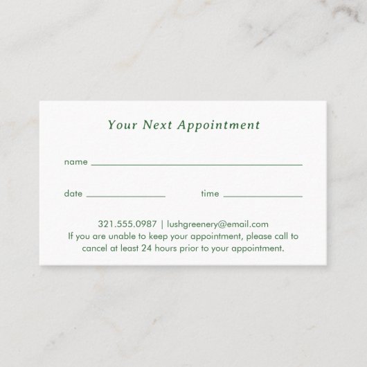 Grünmuster Moderne Terminkarte (Vorderseite)