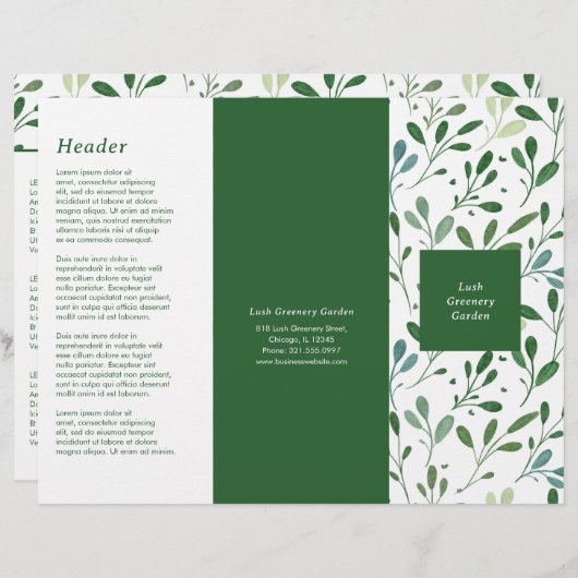 Grünmuster Moderne Trifold Broschüre (Vorne/Hinten)