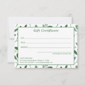 Grünmuster Modernes Geschenkgutachten (Vorderseite)