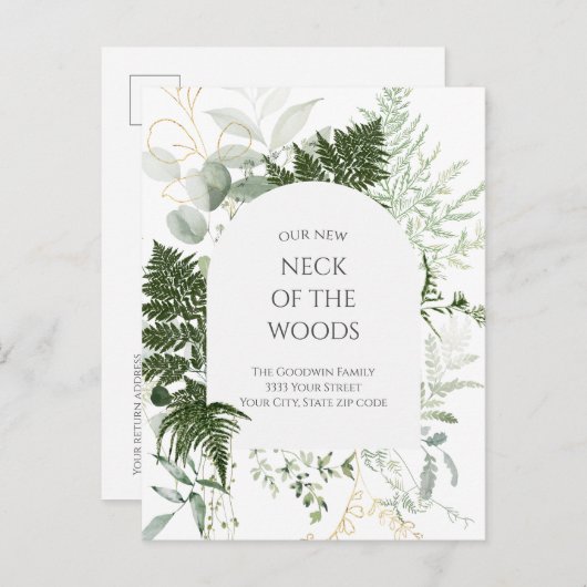 Grünneck der Woods Moving Ankündigung Postkarte (Vorne/Hinten)