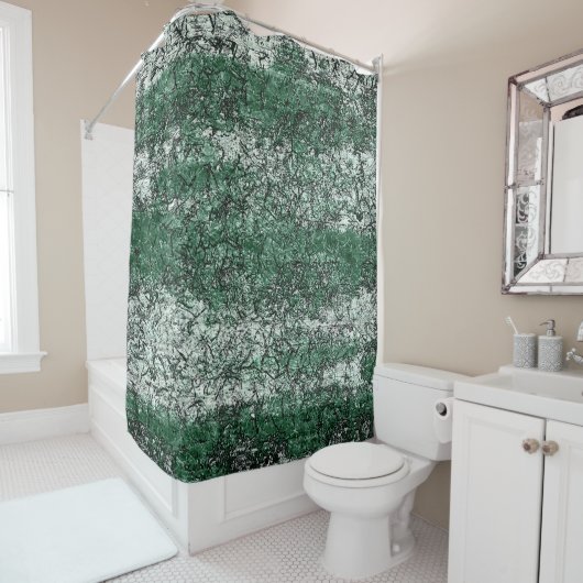 Grünölstruktur auf Stöcken und Fäden Duschvorhang (Beispiel)