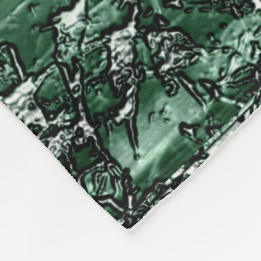 Grünölstruktur auf Stöcken und Fäden Fleecedecke (Ecke)