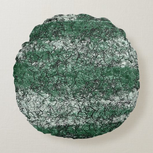 Grünölstruktur auf Stöcken und Fäden Rundes Kissen (Vorderseite)