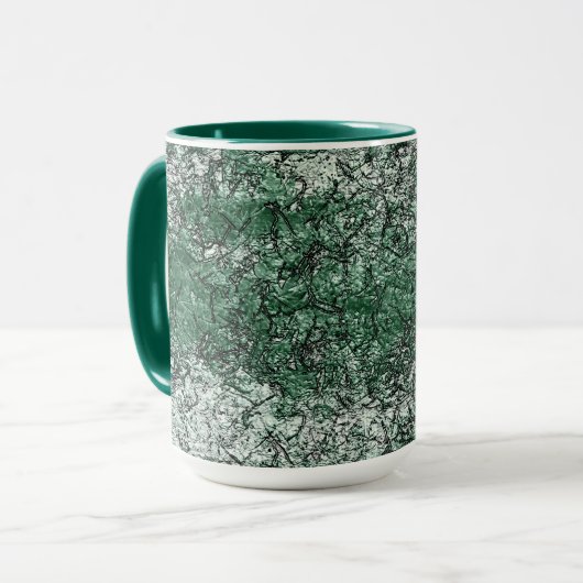 Grünölstruktur auf Stöcken und Fäden Tasse (Vorderseite Links)