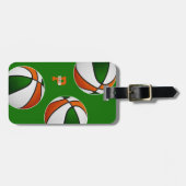Grünorange Basketballfarben mit Monogramm Gepäckanhänger (Vorderseite horizontal)