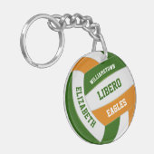 Grünorange Mannschaftsfarben personalisiertes Voll Schlüsselanhänger (Vorderseite links)