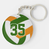 Grünorange Mannschaftsfarben personalisiertes Voll Schlüsselanhänger (Rückseite)