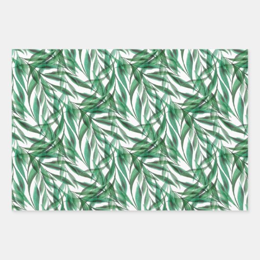 Grünpalme Blätter Transparente Wasserfarbe (Vorderseite 3)