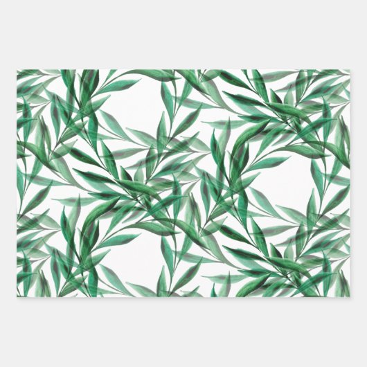 Grünpalme Blätter Transparente Wasserfarbe (Vorderseite)