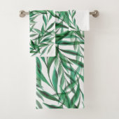 Grünpalme Blätter Transparente Wasserfarbe Badhandtuch Set (Insitu)