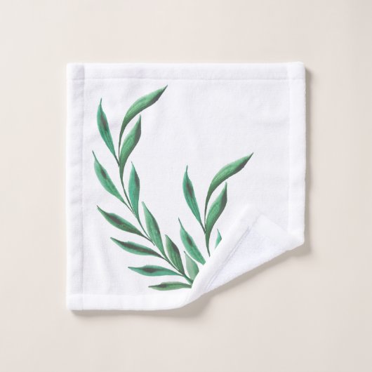 Grünpalme Blätter Transparente Wasserfarbe Badhandtuch Set (Waschlappen)