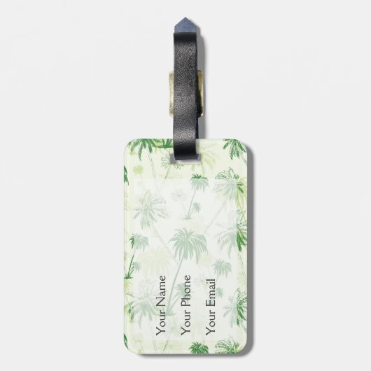 Grünpalmenmuster Gepäckanhänger (Rückseite vertikal)