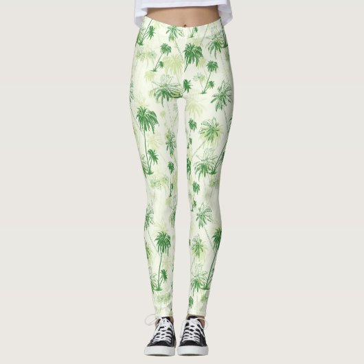 Grünpalmenmuster Leggings (Vorderseite)