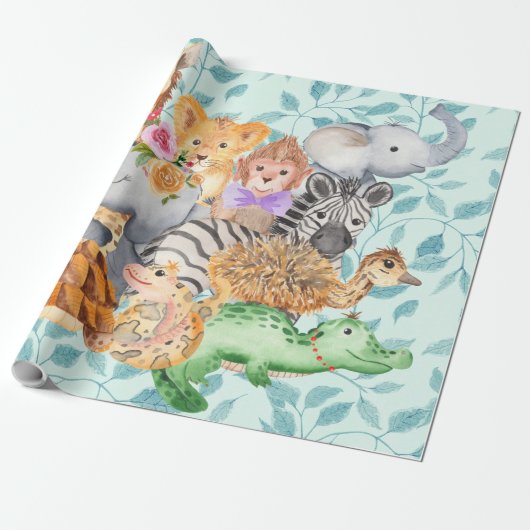 Grünpapier für Baby-, Kind-Jungtiere Geschenkpapier (Ungerollt)