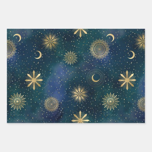 Grünpapier für mystische Himmelskörper Geschenkpapier Set (Vorderseite 3)