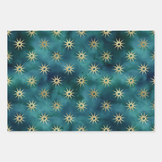 Grünpapier für mystische Himmelskörper Geschenkpapier Set (Vorderseite 2)