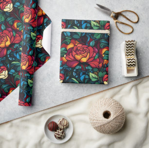 Grünpapier für Vintage Rose Geschenkpapier