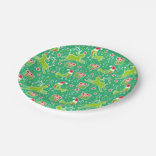 Grünpapierteller für Rentiere Pappteller (Schrägansicht)