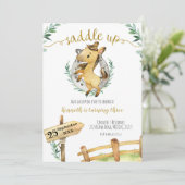Grünpferd-Sattel bis Geburtstag Einladung (Stehend Vorderseite)