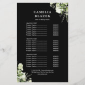 Grünpflanzen 2-seitige schwarze Service-Menü-Preis Flyer (Hinten)
