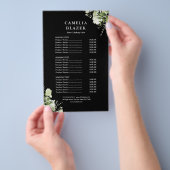 Grünpflanzen 2-seitige schwarze Service-Menü-Preis Flyer (Handgriff)