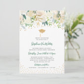Grünpflanzen + Abschluss Confetti INVITATION Einladung (Stehend Vorderseite)