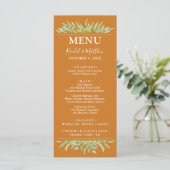 Grünpflanzen auf der Ochre-Hochzeit im Herbst Menükarte (Stehend Vorderseite)