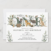 Grünpflanzen Australische Tiere Wild 1 1. Geburtst Einladung (Vorderseite)